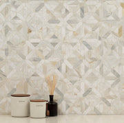 Athena Gold Geometrica Pattern Honed Marble Mosaic Tile