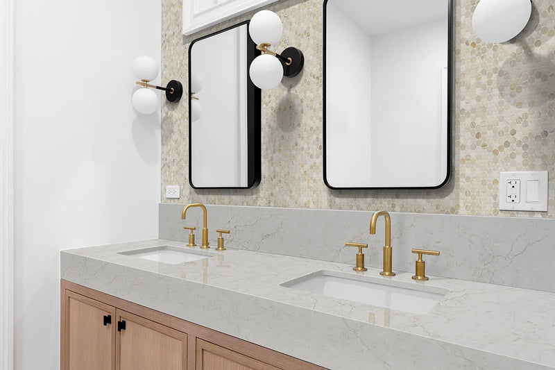 Athena Gold Pennyround Pattern Honed Marble Mosaic Tile