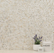 Athena Gold Pennyround Pattern Honed Marble Mosaic Tile