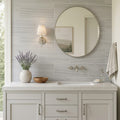 Athens Grey Honed 12x24 Limestone Tile — Bathroom vanity wall