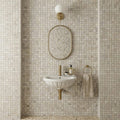 Atlantic Gray Marble 1x1 Polished/Honed Mosaic — Powder Room wall