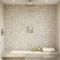 Atlantic Gray Marble 1x1 Tumbled Mosaic — Bathroom shower floor