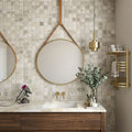 Atlantic Gray Marble 1x1 Tumbled Mosaic — Bathroom shower wall