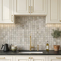 Atlantic Gray Marble 1x1 Tumbled Mosaic — Kitchen backsplash