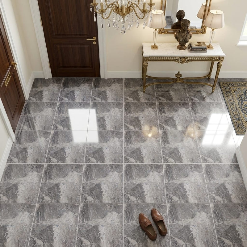 Atlantic Gray Marble 12x12 Polished/Honed Tile — Foyer floor