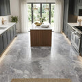Atlantic Gray Marble 12x12 Polished/Honed Tile — Kitchen floor