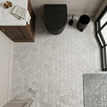 Atlantic Gray Marble 2x2 Polished/Honed Hexagon Mosaic — Powder Room floor