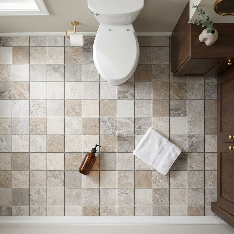 Atlantic Gray Marble 2x2 Polished/Honed Mosaic — Bathroom floor
