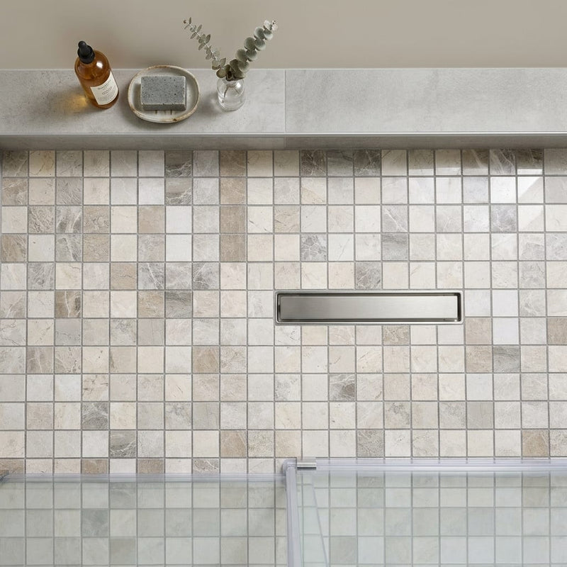 Atlantic Gray Marble 2x2 Polished/Honed Mosaic — Bathroom shower floor