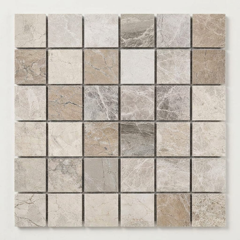 Atlantic Gray Marble 2x2 Polished/Honed Mosaic close-up