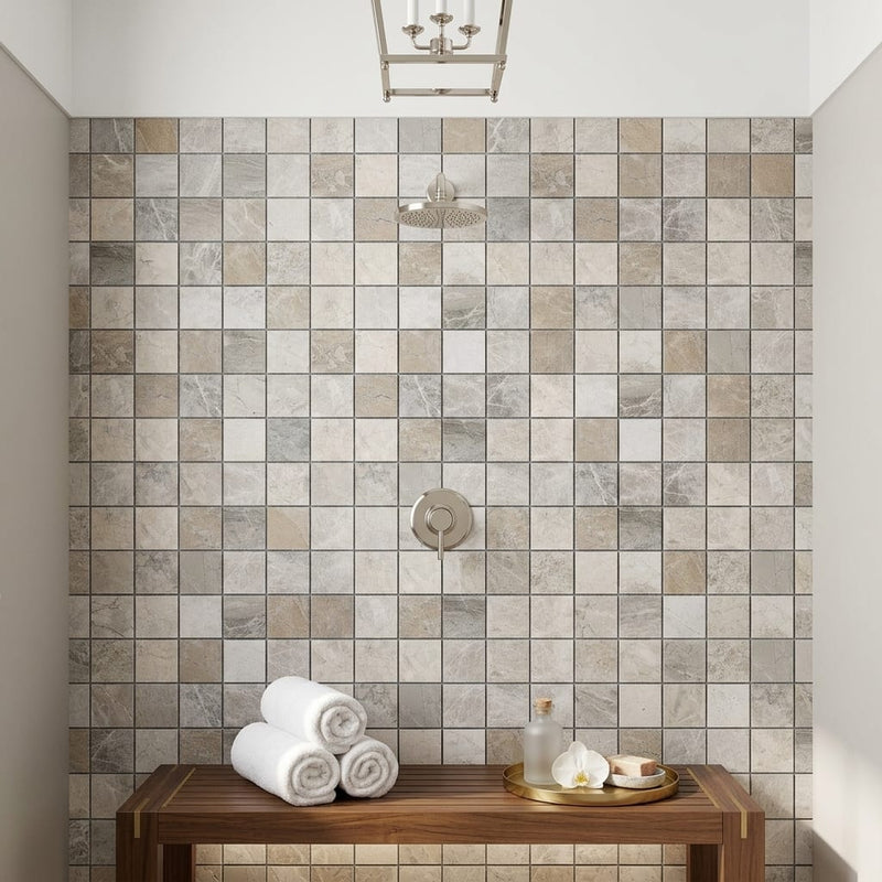 Atlantic Gray Marble 2x2 Polished/Honed Mosaic — Spa spa interior