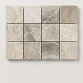 Atlantic Gray Marble 2x2 Tumbled Mosaic close-up