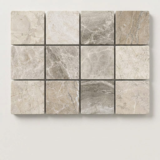 Atlantic Gray Marble 2x2 Tumbled Mosaic close-up