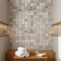 Atlantic Gray Marble 2x2 Tumbled Mosaic — Spa spa interior