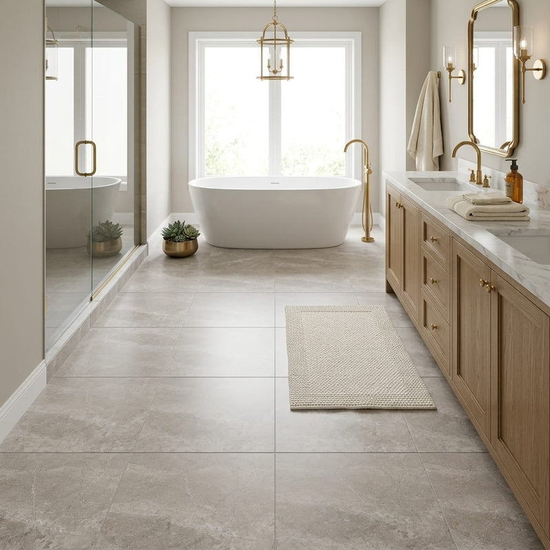 Atlantic Gray Marble 24x24 Polished/Honed Tile — Primary Bath floor