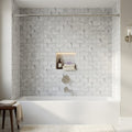 Atlantic Gray Marble 3x6 Polished/Honed Tile — Bathroom tub surround
