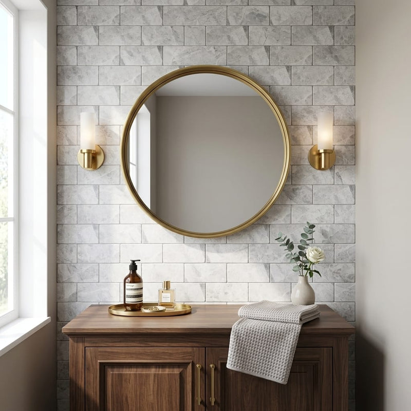 Atlantic Gray Marble 3x6 Polished/Honed Tile — Bathroom wall
