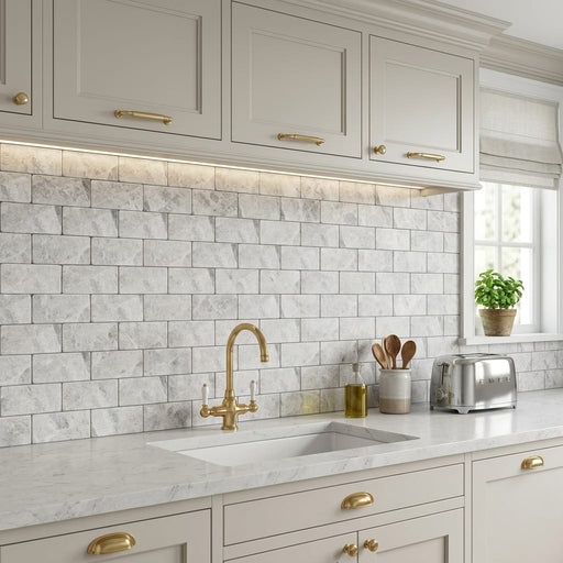 Atlantic Gray Marble 3x6 Polished/Honed Tile — Kitchen backsplash