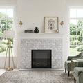 Atlantic Gray Marble 3x6 Polished/Honed Tile — Living Room fireplace surround