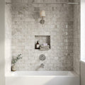 Atlantic Gray Marble 3x6 Tumbled Tile — Bathroom tub surround