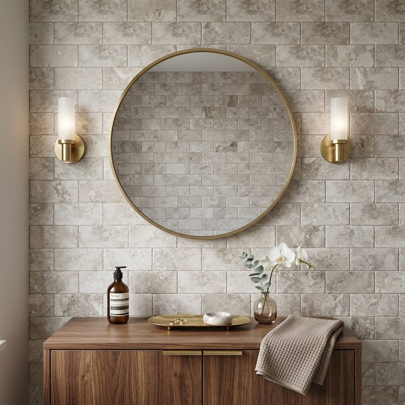 Atlantic Gray Marble 3x6 Tumbled Tile — Bathroom wall