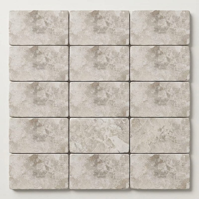 Atlantic Gray Marble 3x6 Tumbled Tile close-up