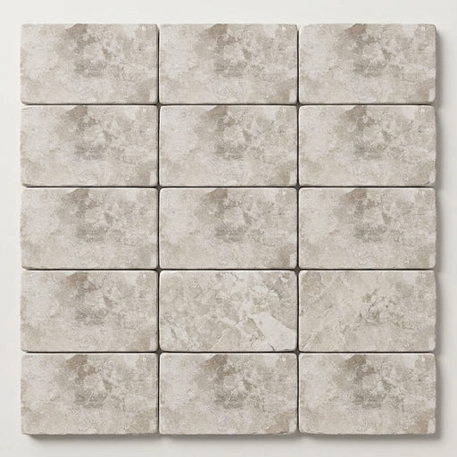 Atlantic Gray Marble 3x6 Tumbled Tile close-up