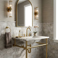 Atlantic Gray Marble 3x6 Tumbled Tile — Powder Room wainscot
