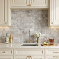 Atlantic Gray Marble 3x6 Tumbled Tile — Wet Bar backsplash