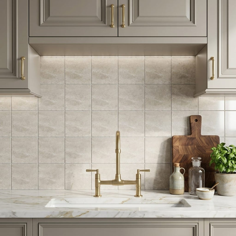 Atlantic Gray Marble 4x4 Polished/Honed Tile — Kitchen backsplash
