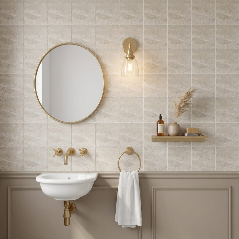 Atlantic Gray Marble 4x4 Polished/Honed Tile — Powder Room wall