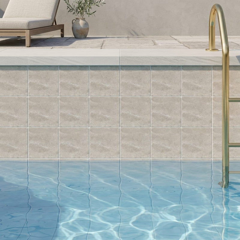 Atlantic Gray Marble 4x4 Polished/Honed Tile — Swimming Pool waterline