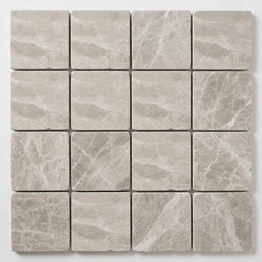 Atlantic Gray Marble 4x4 Tumbled Tile close-up