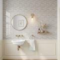 Atlantic Gray Marble 4x4 Tumbled Tile — Powder Room wall