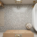 Atlantic Gray Marble 5/8x5/8 Polished/Honed Mosaic — Bathroom floor