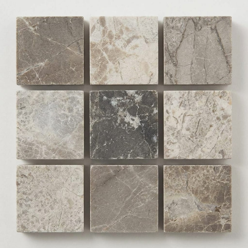 Atlantic Gray Marble 5/8x5/8 Polished/Honed Mosaic close-up