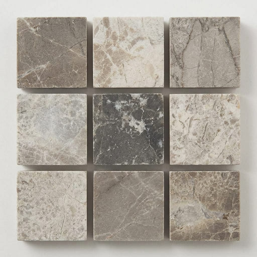Atlantic Gray Marble 5/8x5/8 Polished/Honed Mosaic close-up
