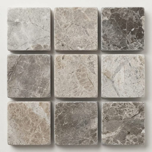 Atlantic Gray Marble 5/8x5/8 Tumbled Mosaic close-up
