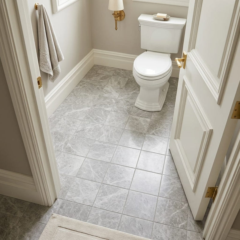 Atlantic Gray Marble 6x6 Polished/Honed Tile — Bathroom floor