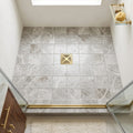 Atlantic Gray Marble 6x6 Polished/Honed Tile — Bathroom shower floor