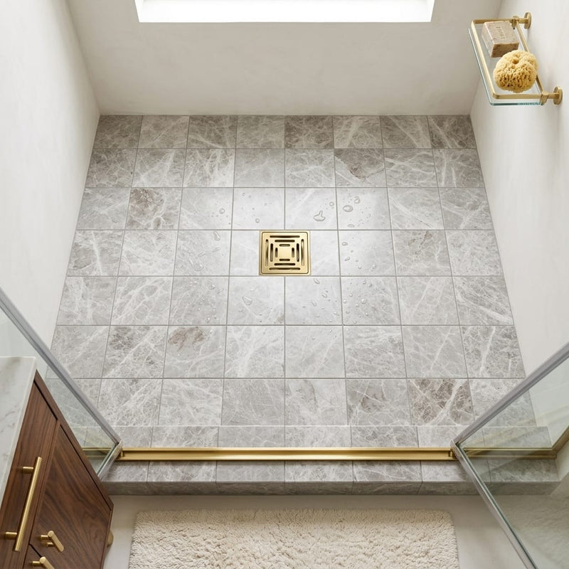 Atlantic Gray Marble 6x6 Polished/Honed Tile — Bathroom shower floor