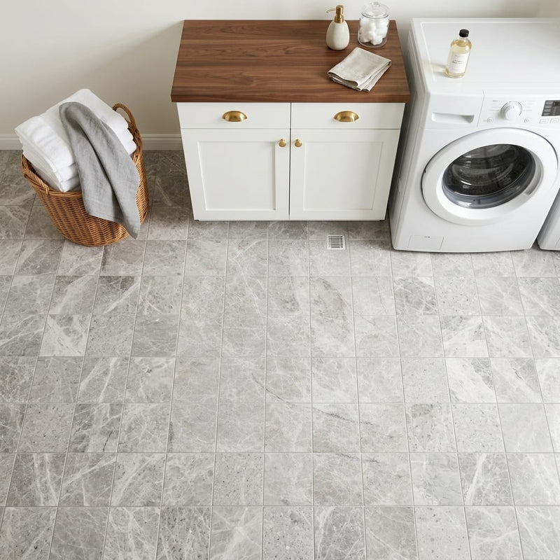 Atlantic Gray Marble 6x6 Polished/Honed Tile — Laundry Room floor
