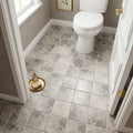 Atlantic Gray Marble 6x6 Tumbled Tile — Bathroom floor