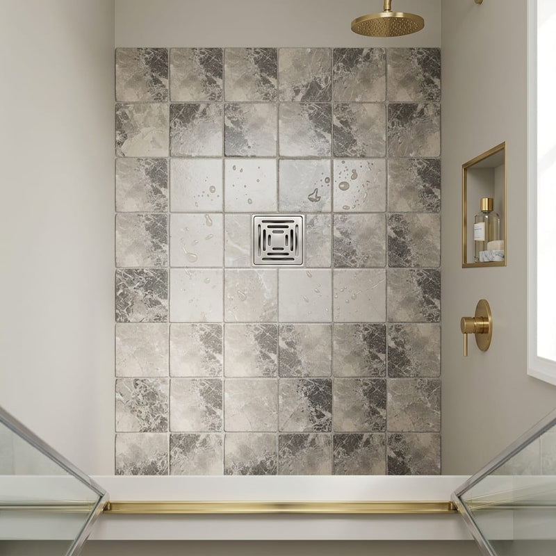 Atlantic Gray Marble 6x6 Tumbled Tile — Bathroom shower floor