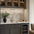 Atlantic Grey 4x16 Split Face Marble Tile — Wet Bar backsplash