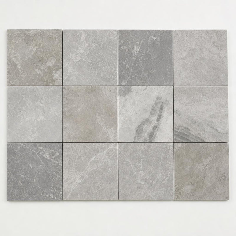 Atlantic Grey 6x6 Sandblasted Marble Paver close-up