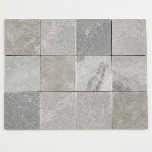 Atlantic Grey 6x6 Sandblasted Marble Paver close-up