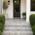 Atlantic Grey 6x6 Sandblasted Marble Paver — Front Yard front porch
