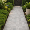 Atlantic Grey 6x6 Sandblasted Marble Paver — Garden path