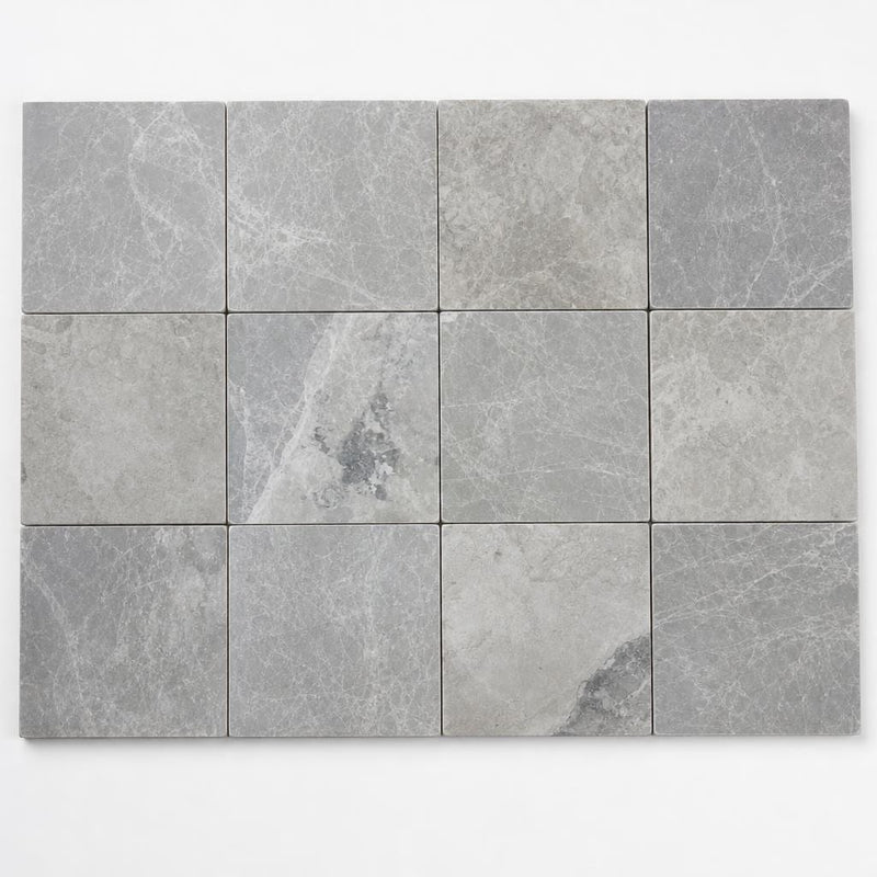 Atlantic Grey 6x6 Tumbled Marble Tile close-up